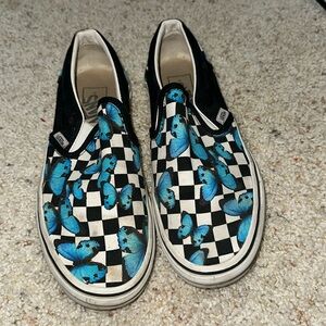Butterfly checkered vans slip on | size 8 womens